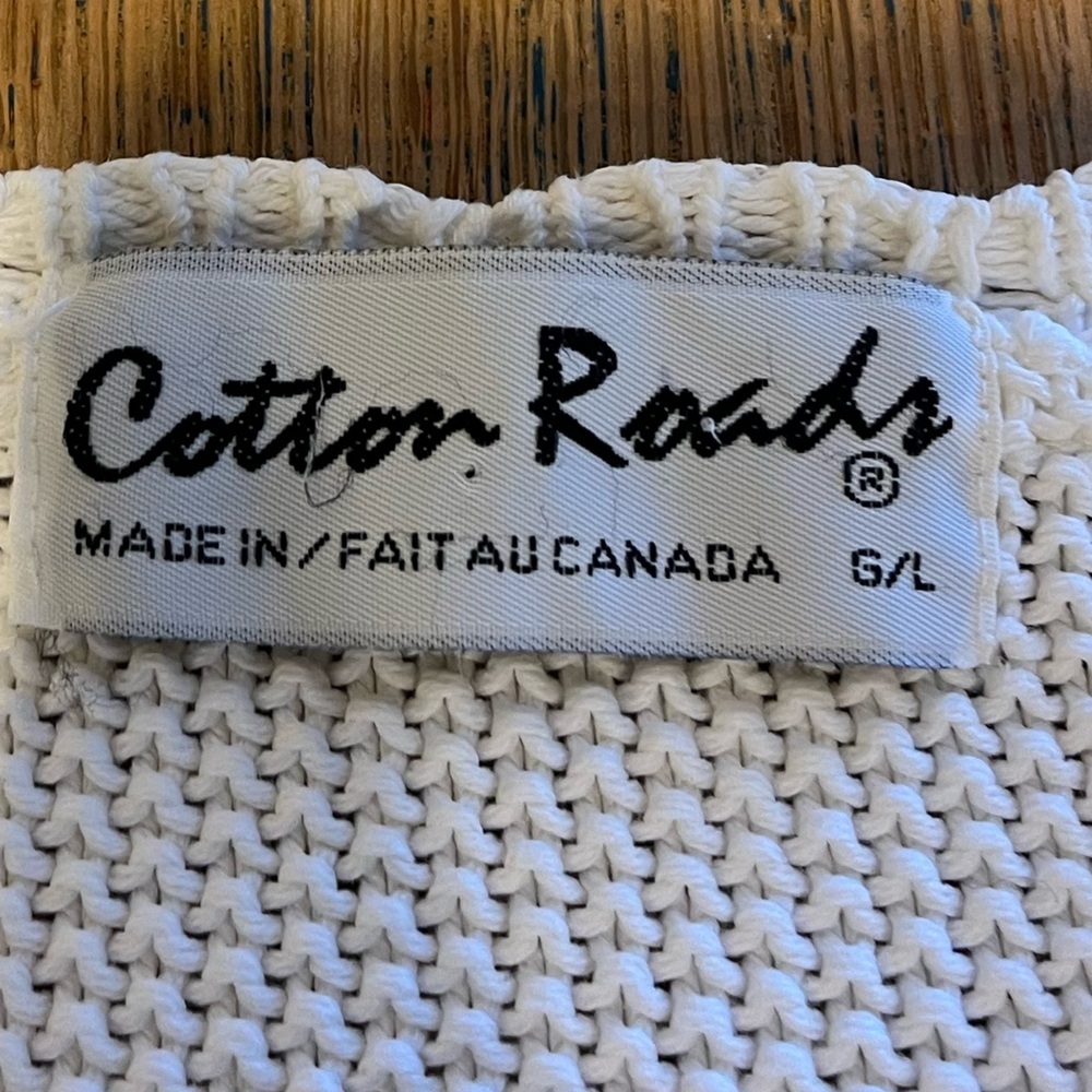 COTTON ROAD VINTAGE – White Cable Knit Cardigan – Oversized L - Picture 3 of 12
